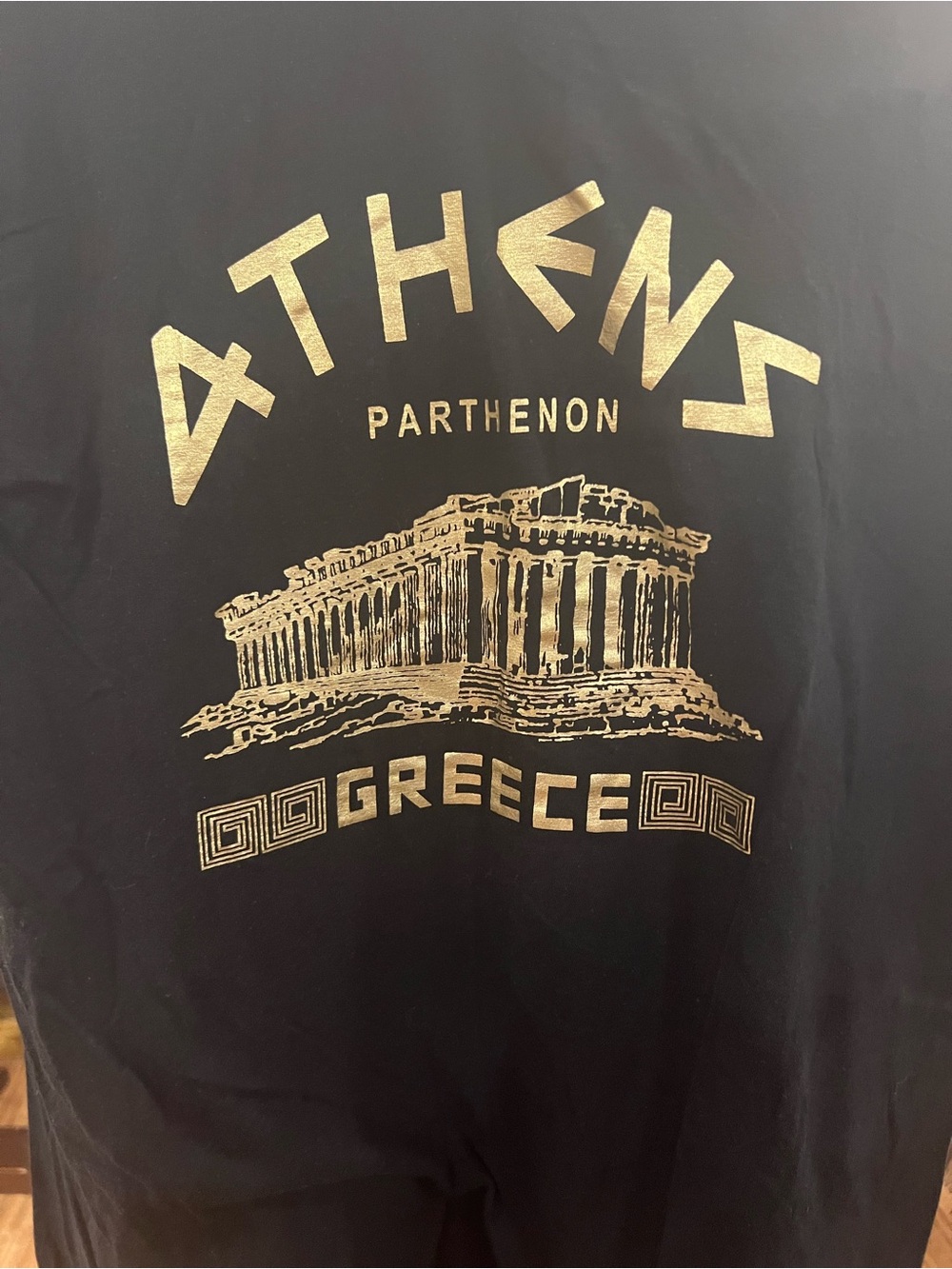 Athens Parthenon Greece Short Sleeve Tee - Black with Gold Print